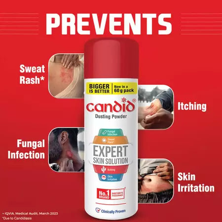 Candid Dusting Powder | Expert Skin Solution | Bottle | 60 Gm