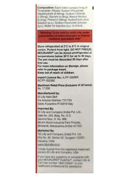 Mounjaro Kwikpen 5 mg PFP Injection 0.6 ml