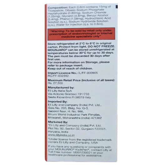 Mounjaro Kwikpen 15 mg PFP Injection 0.6 ml